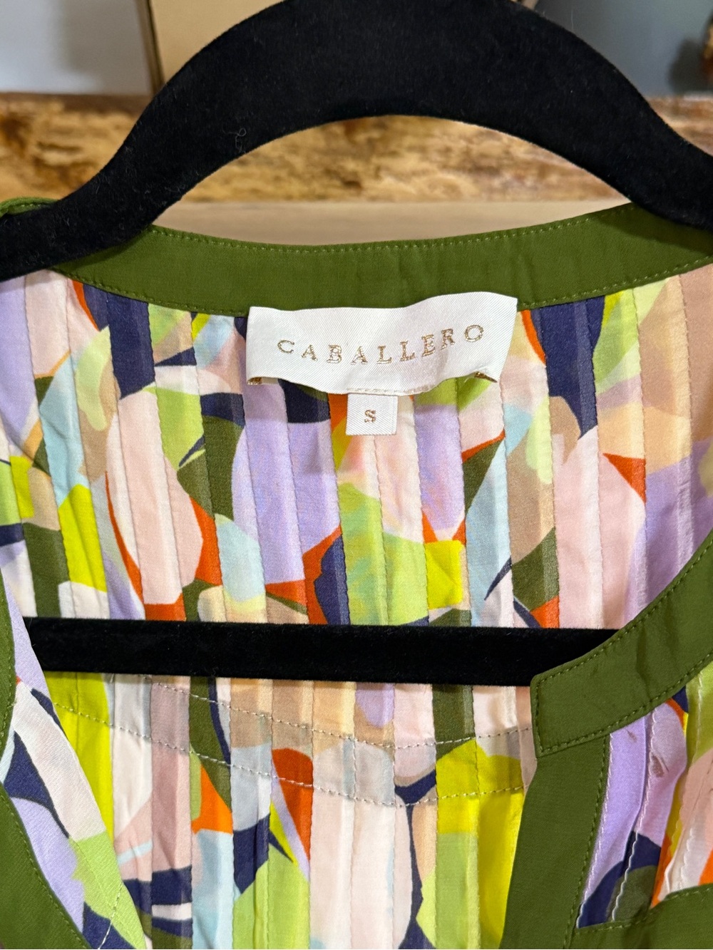 Caballero Lime Multi-Color Ruffled Sleeve Pleated Blouse - Picture 2 of 8